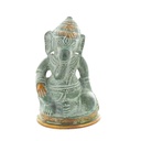 Statuette Ganesh assis en Laiton vert antique 8.2 cm 3