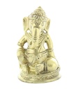 Statuette Ganesh assis en Laiton doré mat 8.2 cm 1