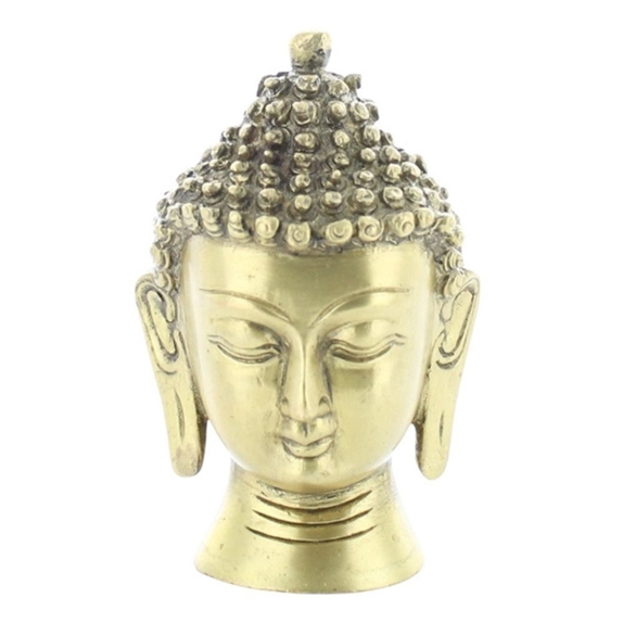 Statuette Tête de Bouddha en Laiton doré mat 11.5 cm 3