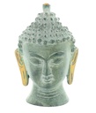 Statuette Tête de Bouddha en Laiton vert antique 11.5 cm 1