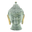 Statuette Tête de Bouddha en Laiton vert antique 11.5 cm 3