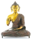Statuette Bouddha Abhaya Mudra en Laiton orange antique 20 cm 1