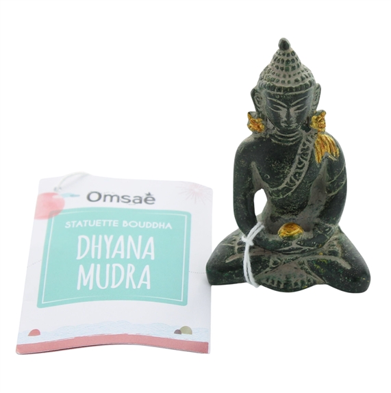 Statuette Bouddha Dhyana Mudra en Laiton vert antique 7,5 cm 2