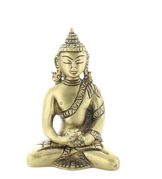 Statuette Bouddha Dhyana Mudra en Laiton doré mat 7,5 cm 1