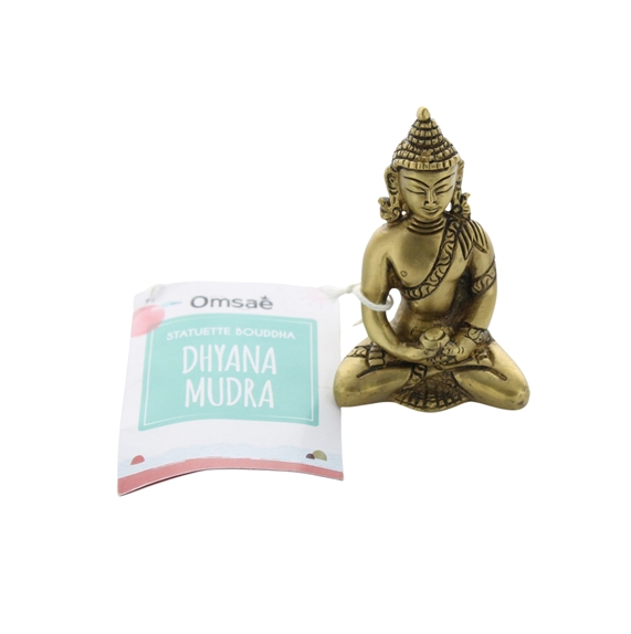 Statuette Bouddha Dhyana Mudra en Laiton doré mat 7,5 cm 2
