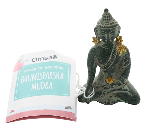 Statuette Bouddha Varada Mudra en Laiton Vert antique 7,5 cm 2