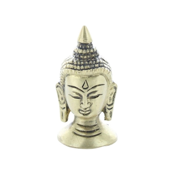 Statuette Tête de Bouddha en Laiton doré mat 5 cm 3