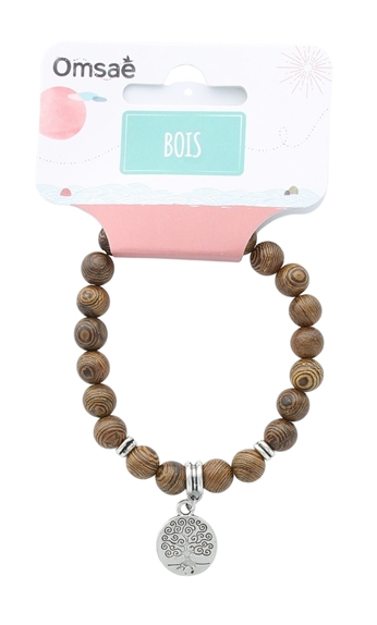 Bracelet Bois et Charms Arbre de vie en Alliage de Zinc 2