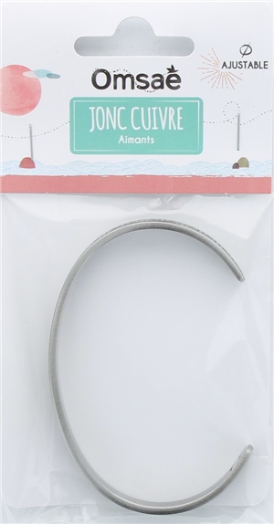 Bracelet cuivre avec Aimants Jonc finition métal argenté 2