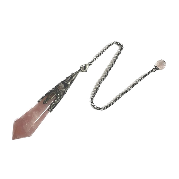 Pendule Pointe Quartz Rose et Métal argenté vieilli Design Witch 3