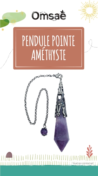 Pendule Pointe Améthyste et Métal argenté vieilli Design Witch 2