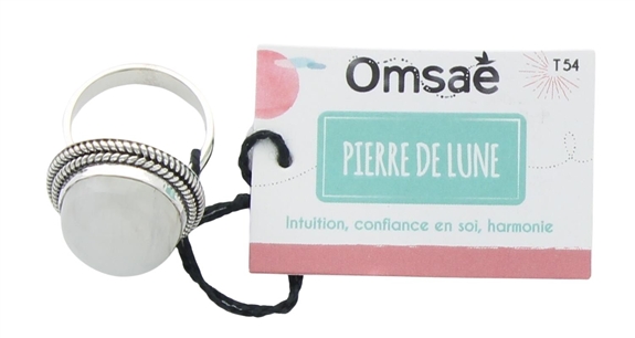 Bague Pierre de Lune Argent 925 Ronde T54 2