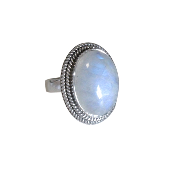Bague Pierre de Lune Argent 925 Ronde T52 1