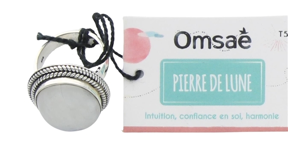 Bague Pierre de Lune Argent 925 Ronde T52 2