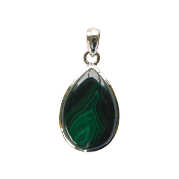 Pendentif Malachite Argent 925 Forme goutte Grand modèle 1