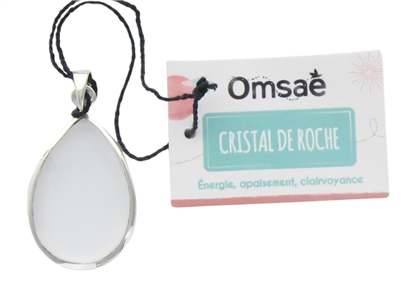 Pendentif Cristal de Roche Argent 925 Forme goutte Grand modèle 2