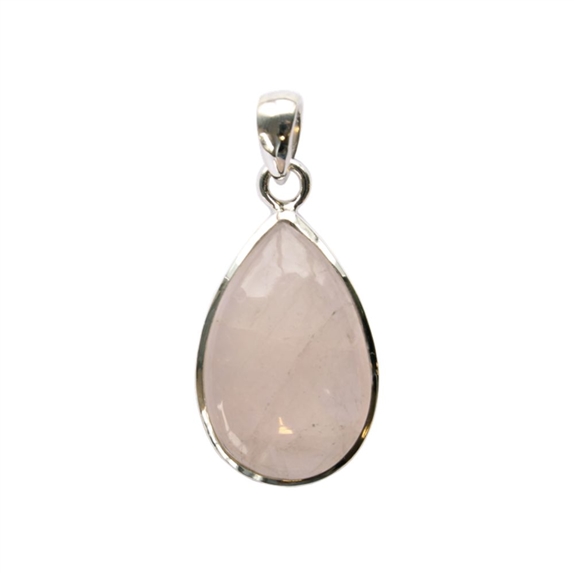 Pendentif Quartz Rose Argent 925 Forme goutte Grand modèle 1