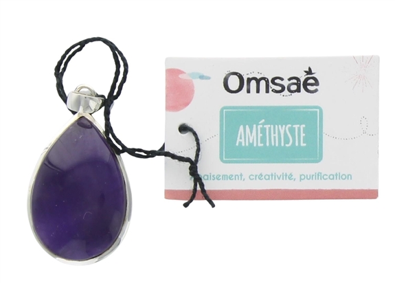 Pendentif Améthyste Argent 925 Forme goutte Grand modèle 2