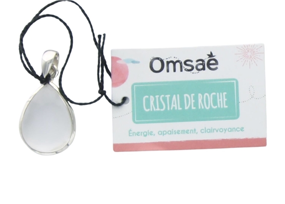 Pendentif Cristal de Roche Argent 925 Forme goutte Petit modèle 2