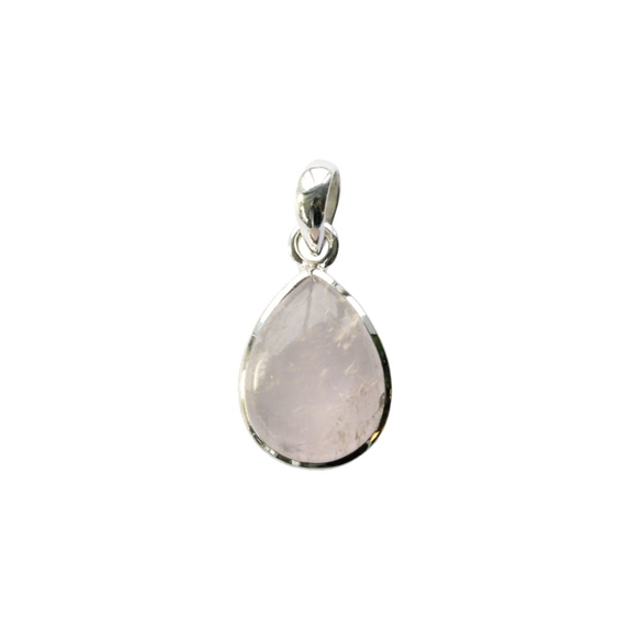 Pendentif Quartz Rose Argent 925 Forme goutte Petit modèle 1