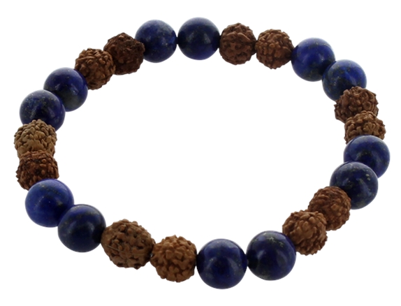 Bracelet Lapis Lazuli et Rudraksha Perles rondes 8 mm 1