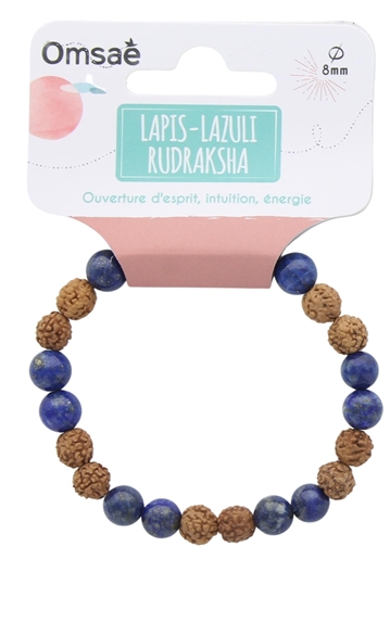 Bracelet Lapis Lazuli et Rudraksha Perles rondes 8 mm 2