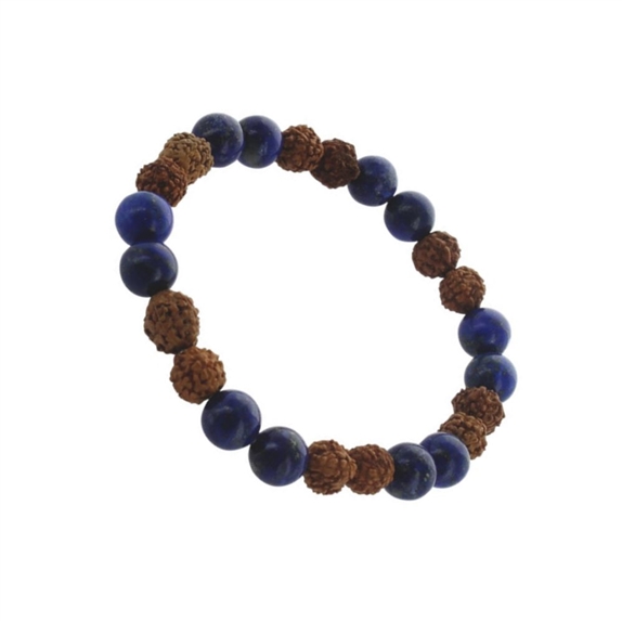 Bracelet Lapis Lazuli et Rudraksha Perles rondes 8 mm 3