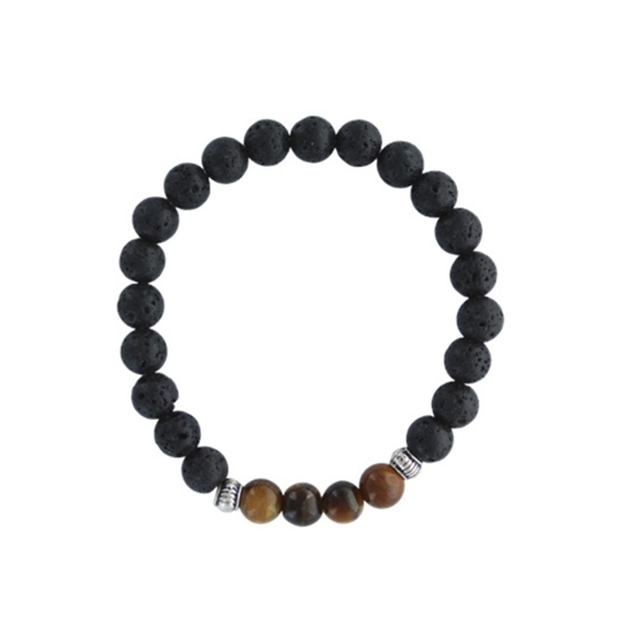 Bracelet Pierre de lave et Oeil de Tigre Perles rondes 8 mm 1