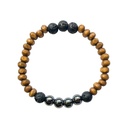 Bracelet Bois, Hématite et Pierre de lave Perles rondes 8 mm 1