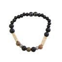 Bracelet Pierre de lave, Jaspe, Bois, Hématite Perles rondes 1