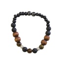 Bracelet Pierre de lave, Bois, Oeil de Tigre, Hématite Perles rondes 1