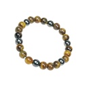 Bracelet Oeil de Tigre et Hématite Perles rondes 8 mm 1
