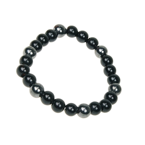 Bracelet Onyx et Hématite Perles rondes 8 mm 1