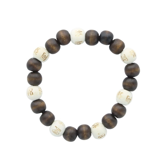 Bracelet Lucky Karma Bois clair et marron Perles rondes 10 mm 1