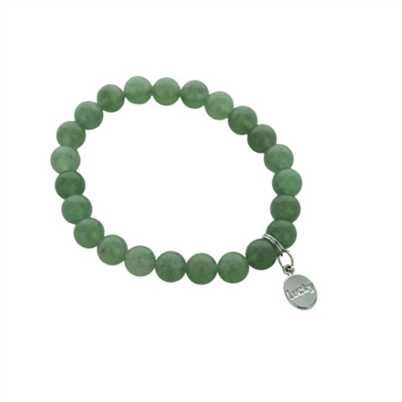 Bracelet Aventurine Verte Perles rondes 8 mm et Breloque Chance 1