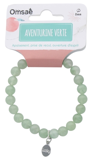 Bracelet Aventurine Verte Perles rondes 8 mm et Breloque Chance 2