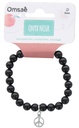 Bracelet Onyx Perles rondes 8 mm et Breloque Paix 2