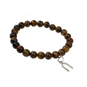 Bracelet Oeil de tigre Perles rondes 8 mm et Breloque Fer à cheval 1