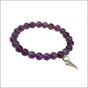 Bracelet Améthyste Perles rondes 8 mm et Breloque Aile d'ange 1