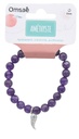 Bracelet Améthyste Perles rondes 8 mm et Breloque Aile d'ange 2