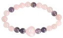 Bracelet Quartz Rose Améthyste Perles rondes 8 mm Perle coeur 15 mm 1