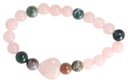 Bracelet Quartz Rose Agate Perles rondes 8 mm Perle coeur 15 mm 1