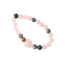 Bracelet Quartz Rose Agate Perles rondes 8 mm Perle coeur 15 mm 3