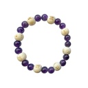 Bracelet Améthyste Perles rondes 8 mm et Perles bois 1 cm 1