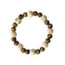Bracelet Oeil de tigre Perles rondes 8 mm et Perles bois 1 cm 1