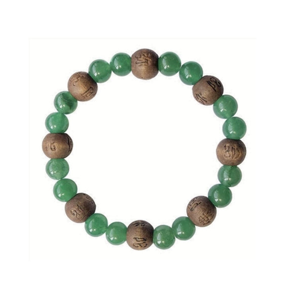 Bracelet Aventurine Verte Perles rondes 8 mm et Perles bois 1 cm 1
