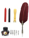 Coffret de Calligraphie 6 pointes Plume Bordeaux Sceau Wicca 1
