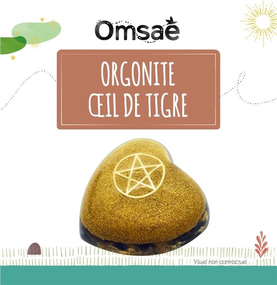Coeur Orgonite Oeil de Tigre Pentacle 2