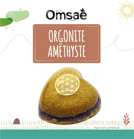 Coeur Orgonite Améthyste Fleur de vie 2