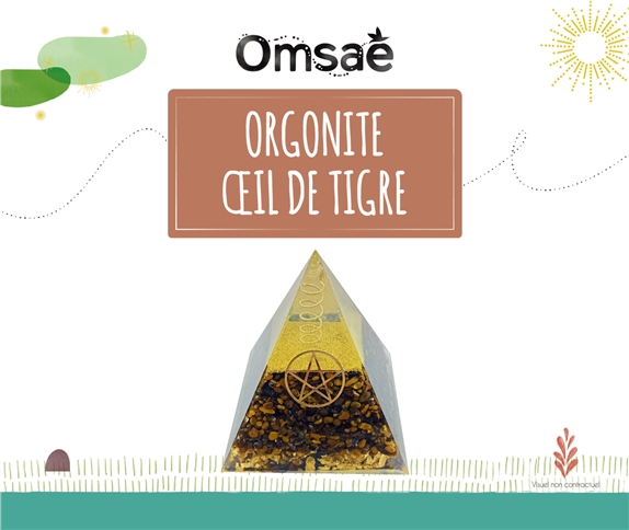 Pyramide Orgonite Oeil de Tigre Pentacle 2